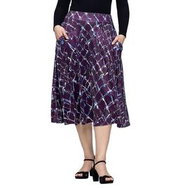 Womens 24/7 Comfort Apparel Purple Geo Pocket Midi Skirt