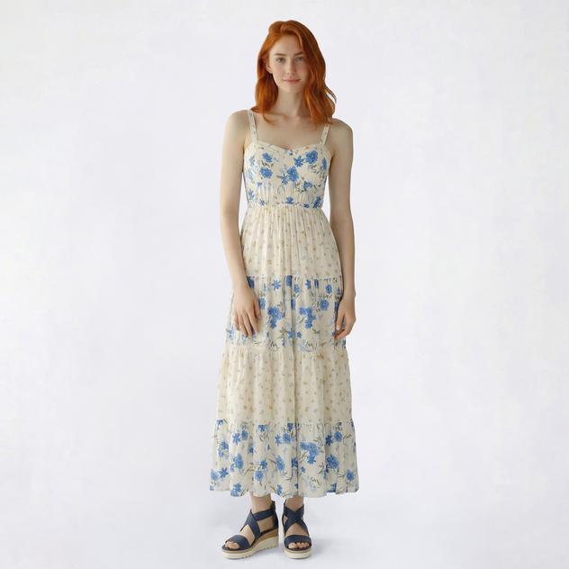 Juniors No Comment Mix Floral Tiered Maxi Dress w/ Bust Cups