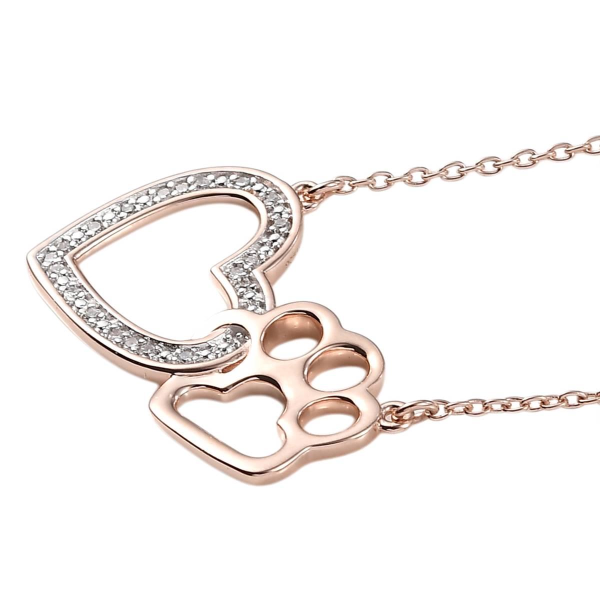 Nova Star® Rose Gold Plated Lab Grown Diamond Paw Heart Pendant