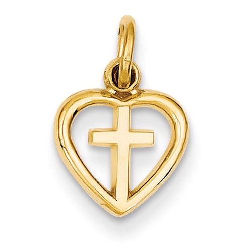 Gold Classics(tm) 14kt. Gold Cross in Heart Charm