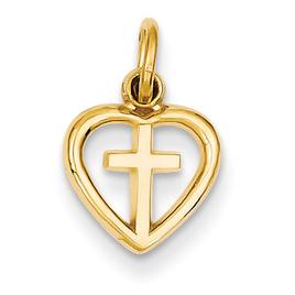 Gold Classics(tm) 14kt. Gold Cross in Heart Charm