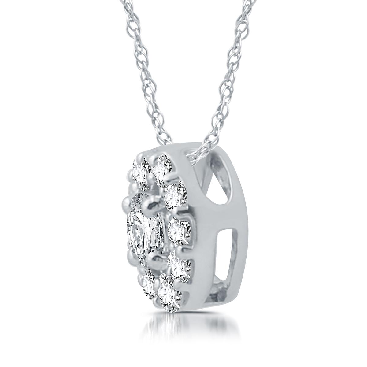 Nova Star® Sterling Silver 1/4ctw. Lab Grown Diamond Halo Pendant
