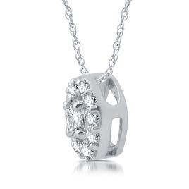 Nova Star® Sterling Silver 1/4ctw. Lab Grown Diamond Halo Pendant