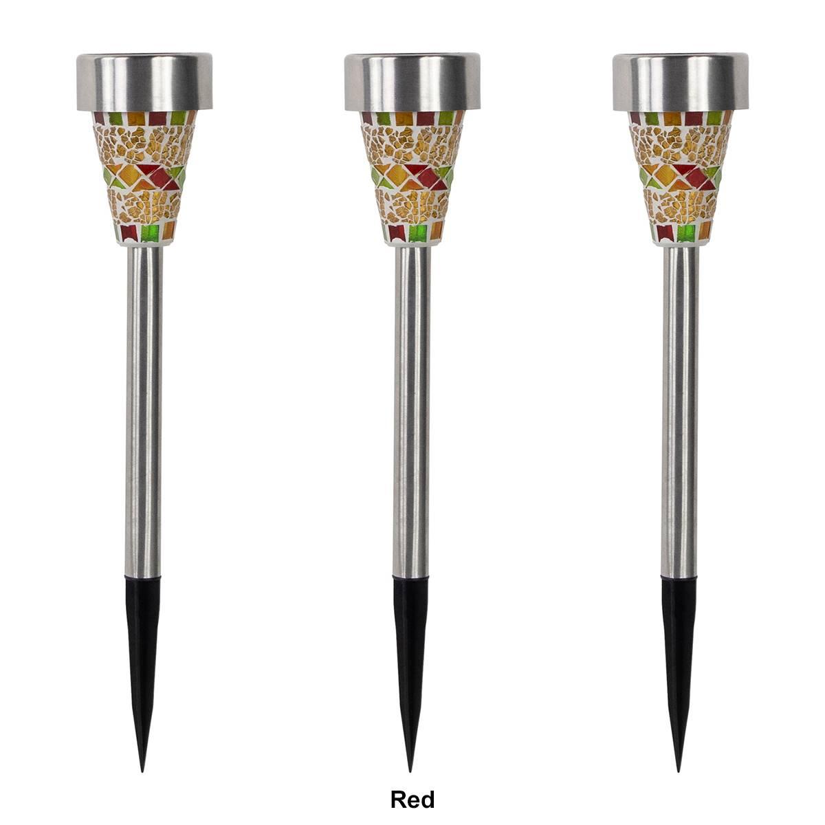 Northlight Seasonal Mosaic Stained LED Pathway Markers - Set of 3