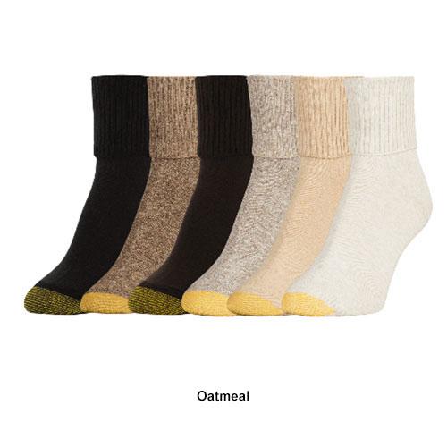 Womens Gold Toe® 6pk. Extended Turn Cuff Quarter Socks