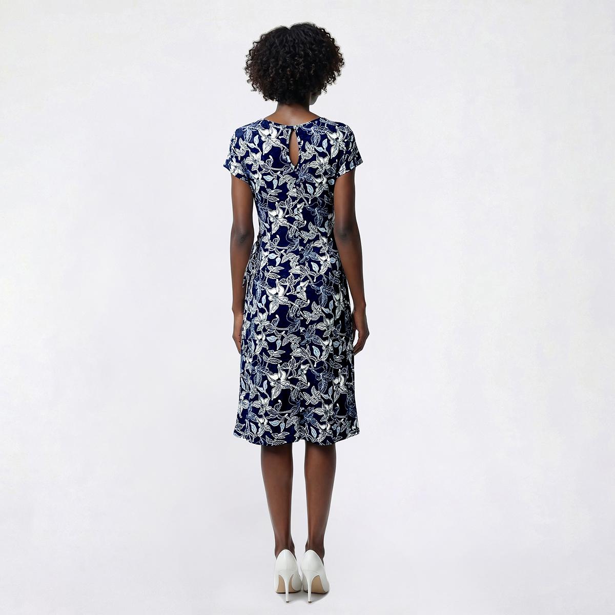 Womens Sami & Jo Short Sleeve Puff Floral Sarong Sheath Dress
