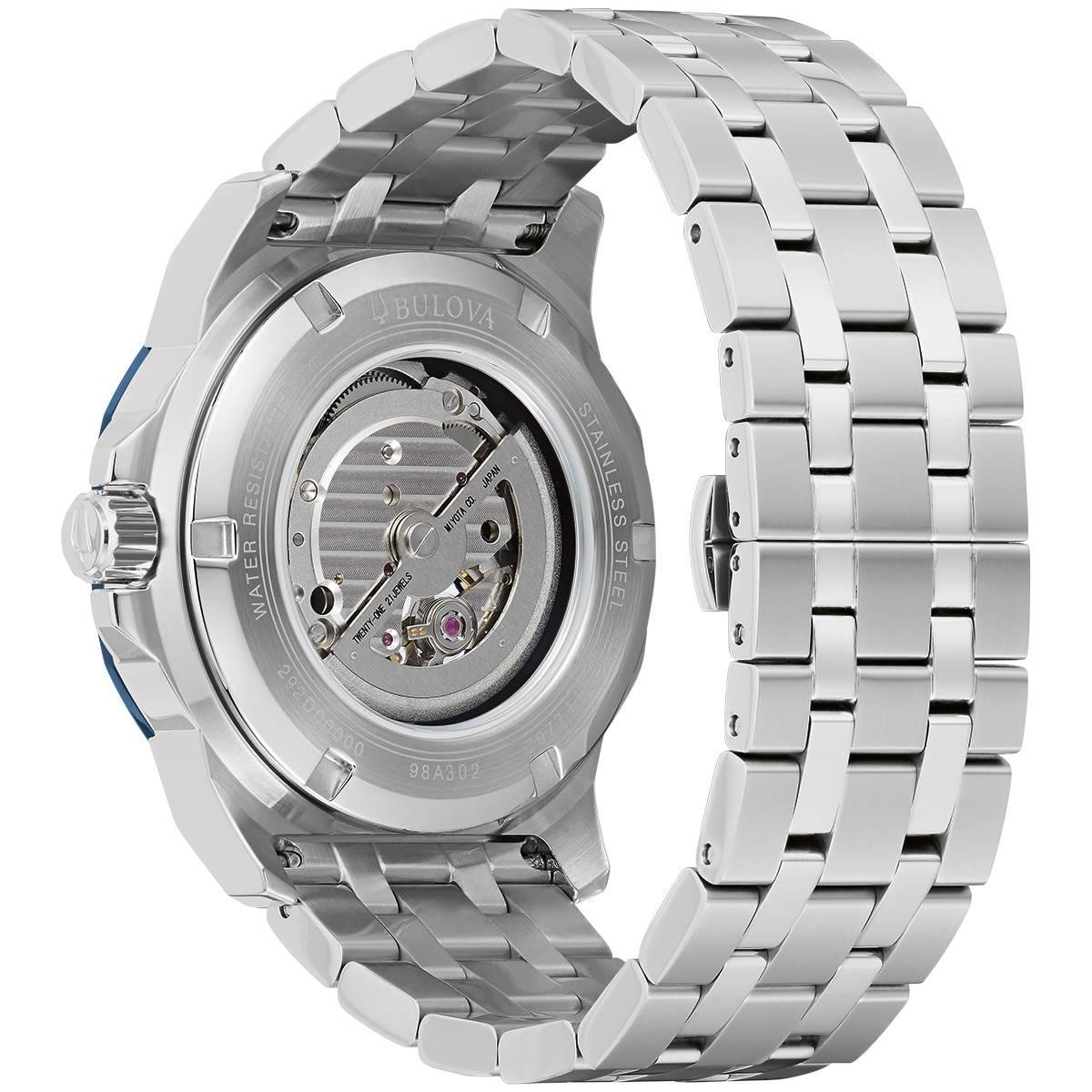 Mens Bulova Marine Star Blue Dial Bracelet Watch - 98A302
