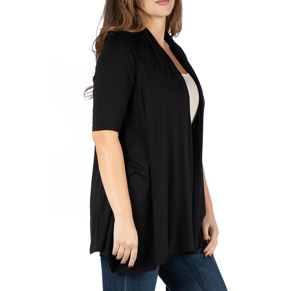 Plus Size 24/7 Comfort Apparel Elbow Sleeve Cardigan