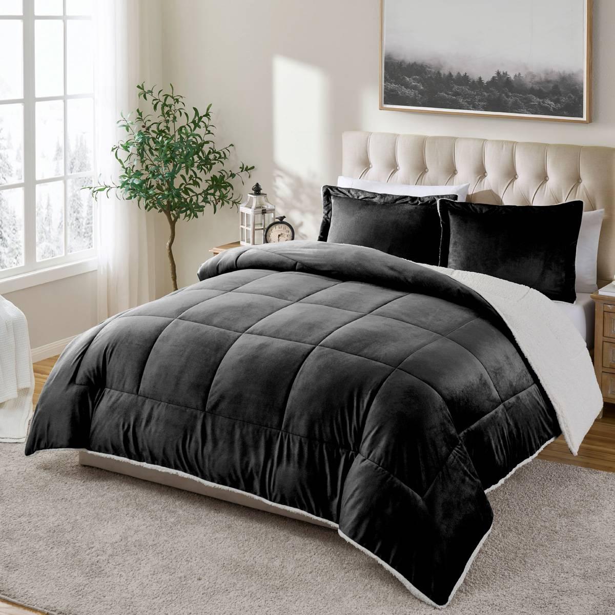 Swift Home Luxurious Sherpa Faux Fur 3pc. Comforter Set