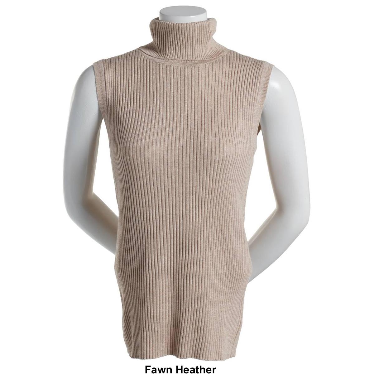 Plus Size Retrology Sleeveless Turtleneck Sweater