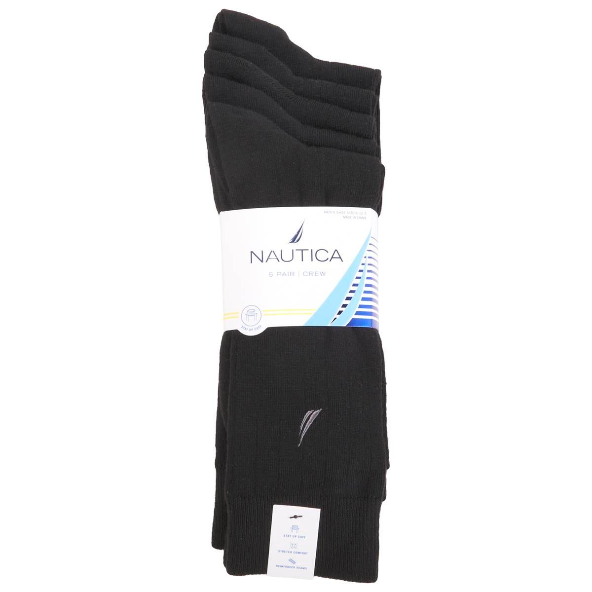 Mens Nautica 5pk. Dress Core Socks - Black Rib