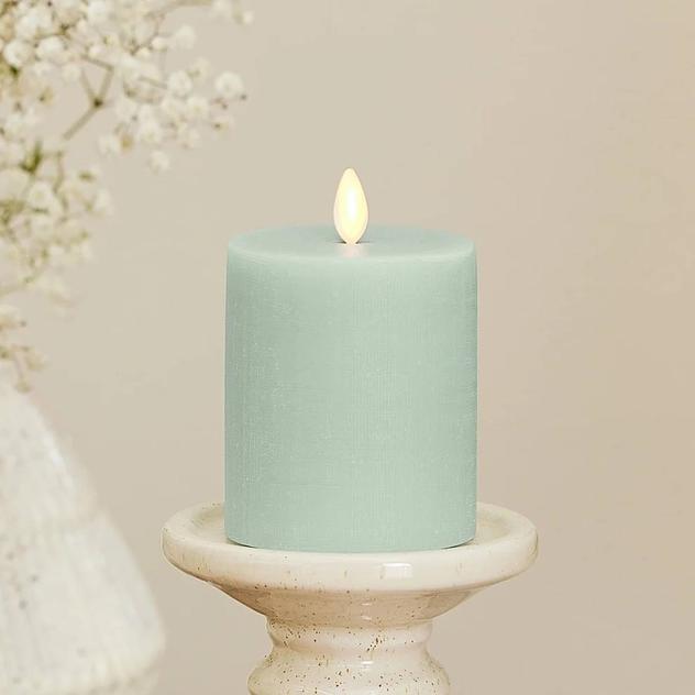 Luminara 3x4.5 Flat Heavy Chalky Linen Flameless Pillar Candle