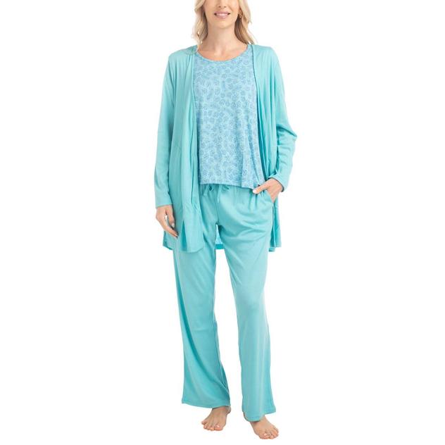 Womens MUK LUKS® 3pc. Anything Pajama Set - Teal Paisley