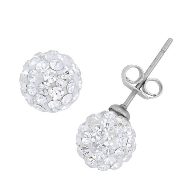 Crystal Colors 10mm Fireball Clear Crystal Stud Earrings