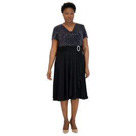 Plus Size R&M Richards Rhinestone Buckle Glitter Wrap Dress