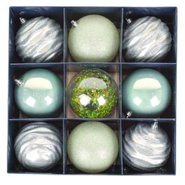 National Tree 13in. Mint & Silver Ball Ornaments - Set of 9