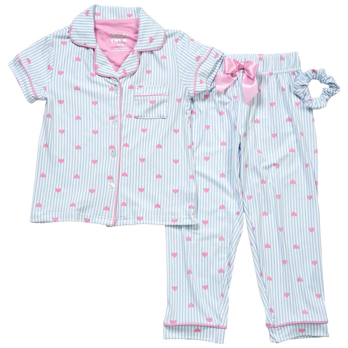 Girls (4-6x) Sleep On It(R) 2pc. Stripe/Heart Pajama Set