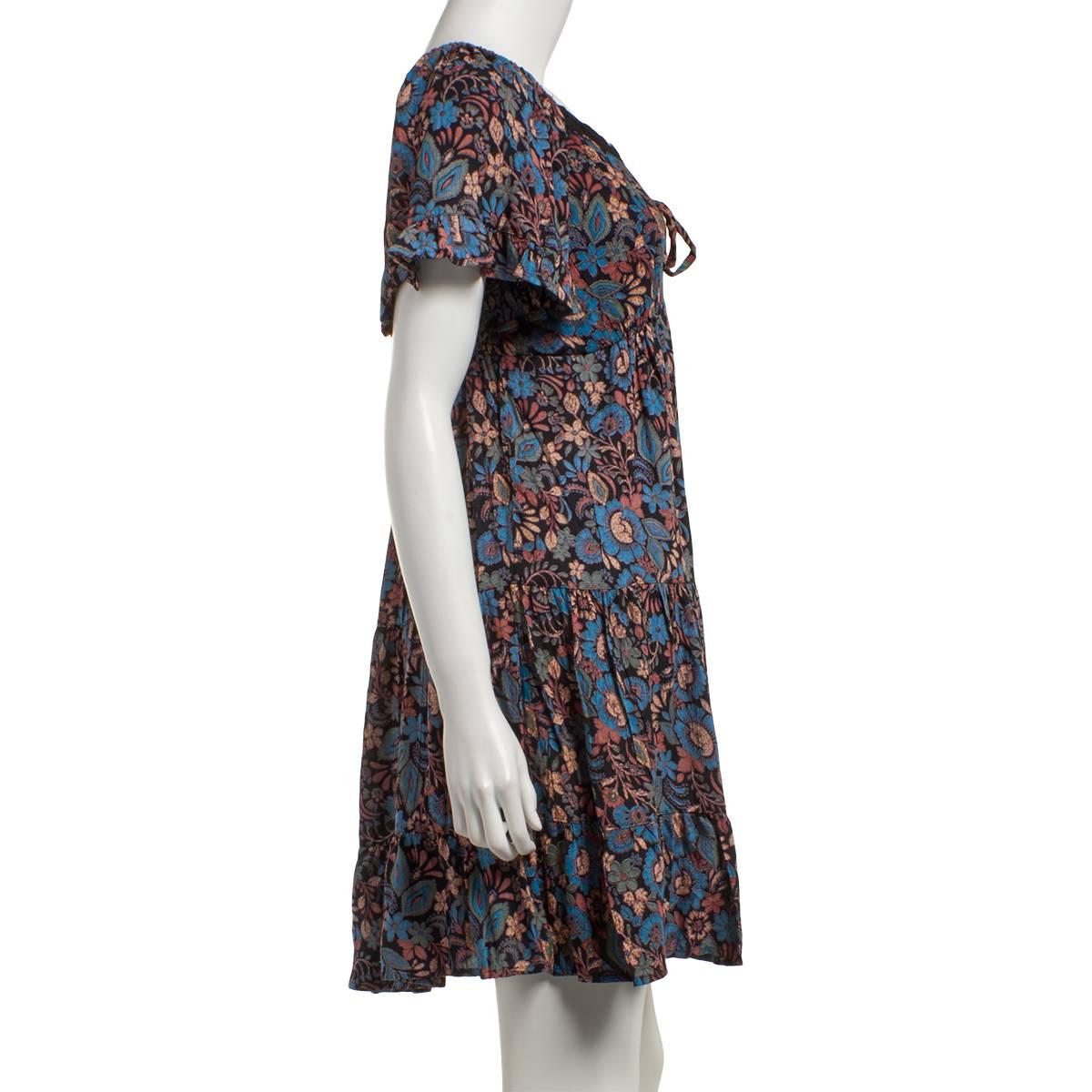 Juniors Angie Short Sleeve Lace Trim Gauze Tier Dress
