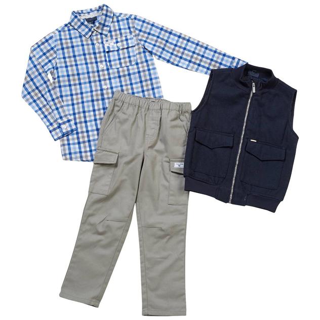 Boys (4-7) Tahari 3pc. Button Down, Pants, & Vest Set - Blue