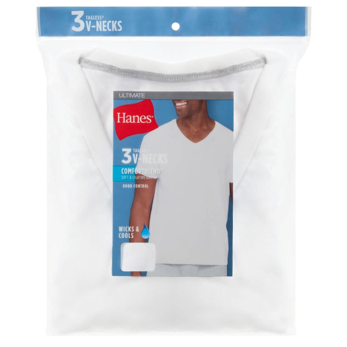 Hanes Ultimate® Comfort Blend 3pk. V-Neck Tee - White