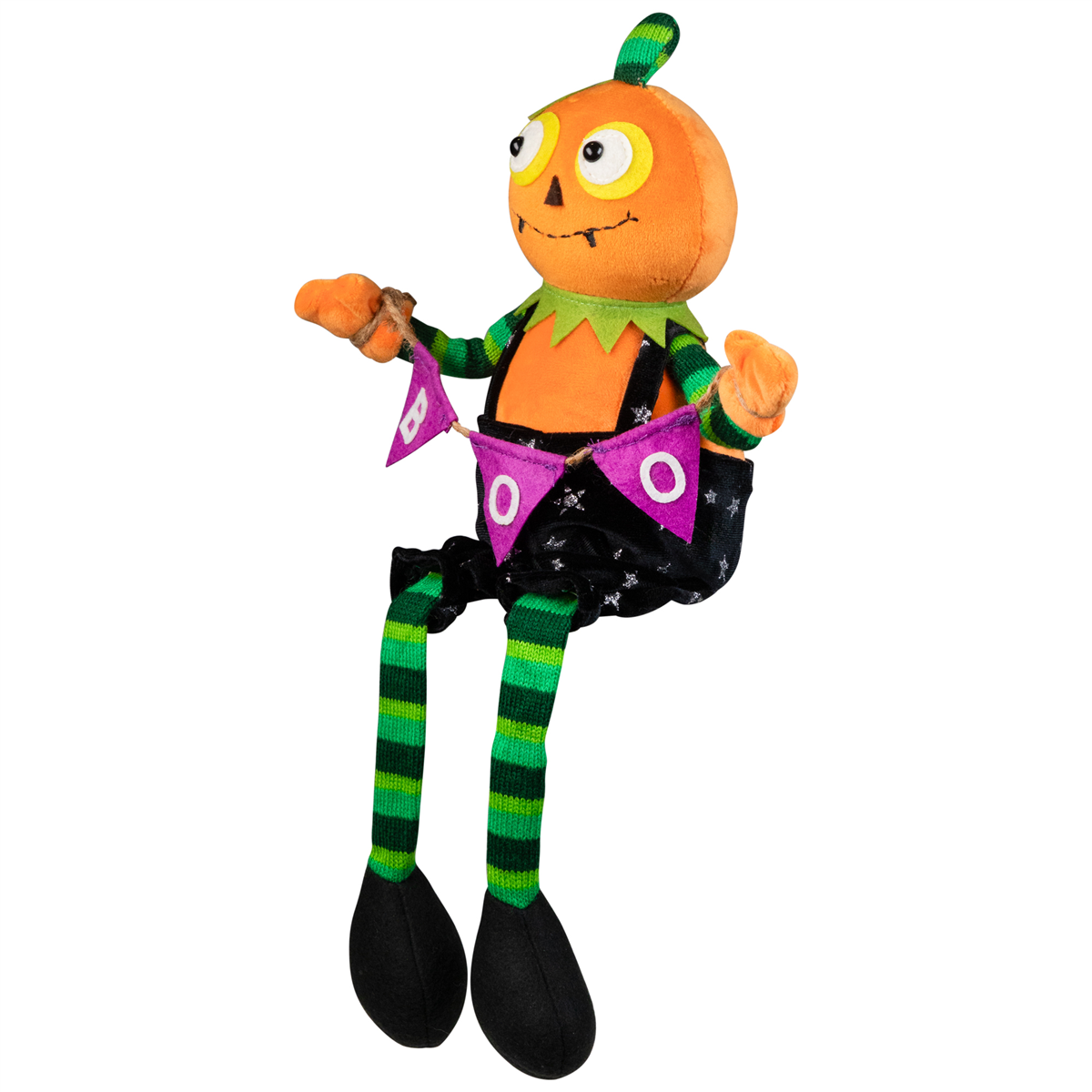 Northlight Sitting Plush Jack o Lantern Halloween Figure - 14in.
