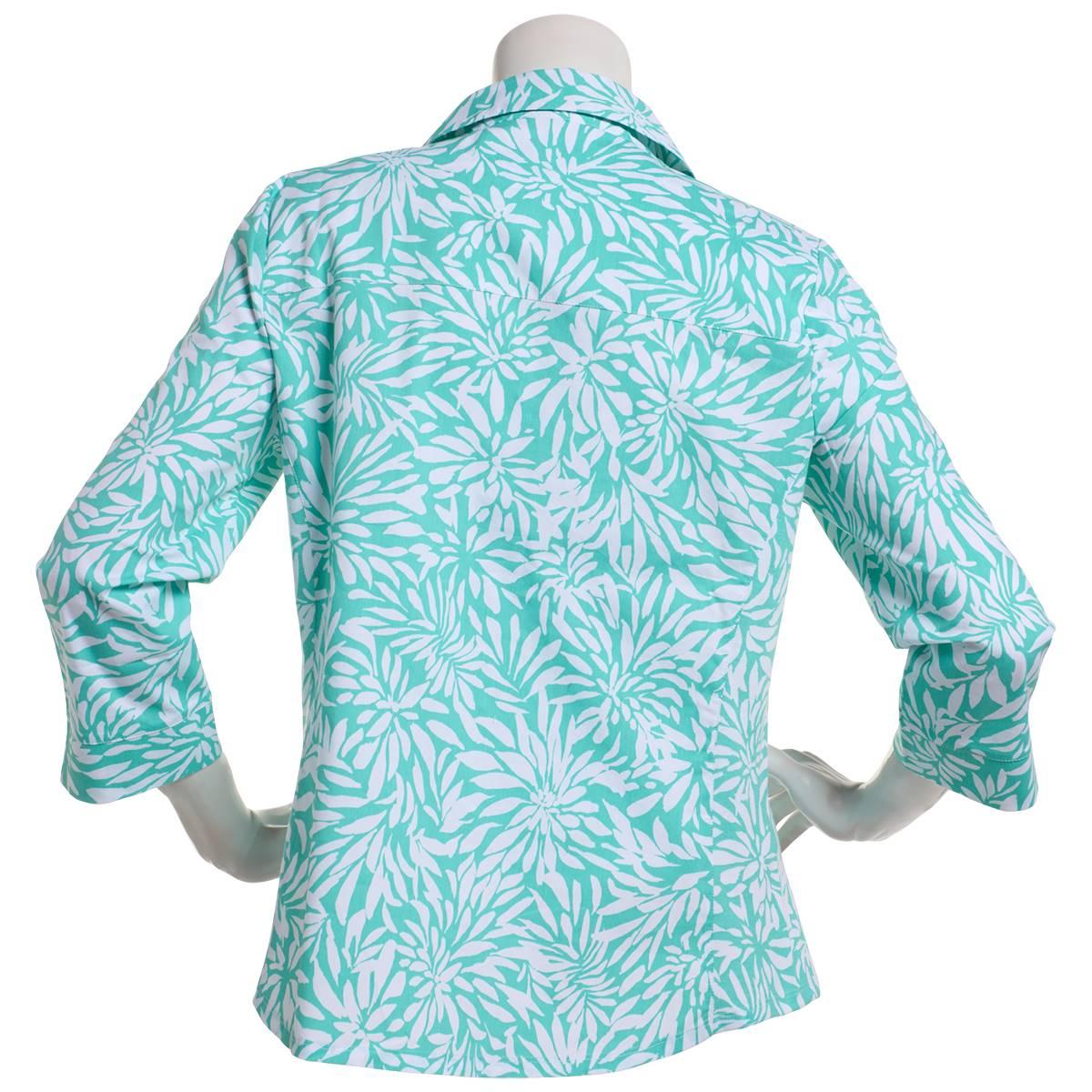 Womens Emily Daniels 3/4 Sleeve Knit To Fit Button Down