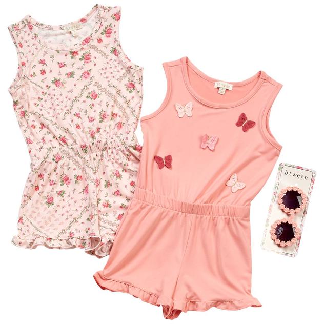 Girls (4-6x) BTween® 2pk. Floral & Butterfly Rompers