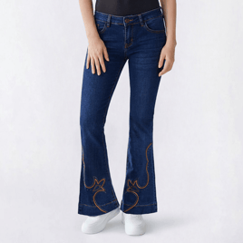 Juniors Gogo Jeans Mid Rise Western Jeans w/ Embroidery