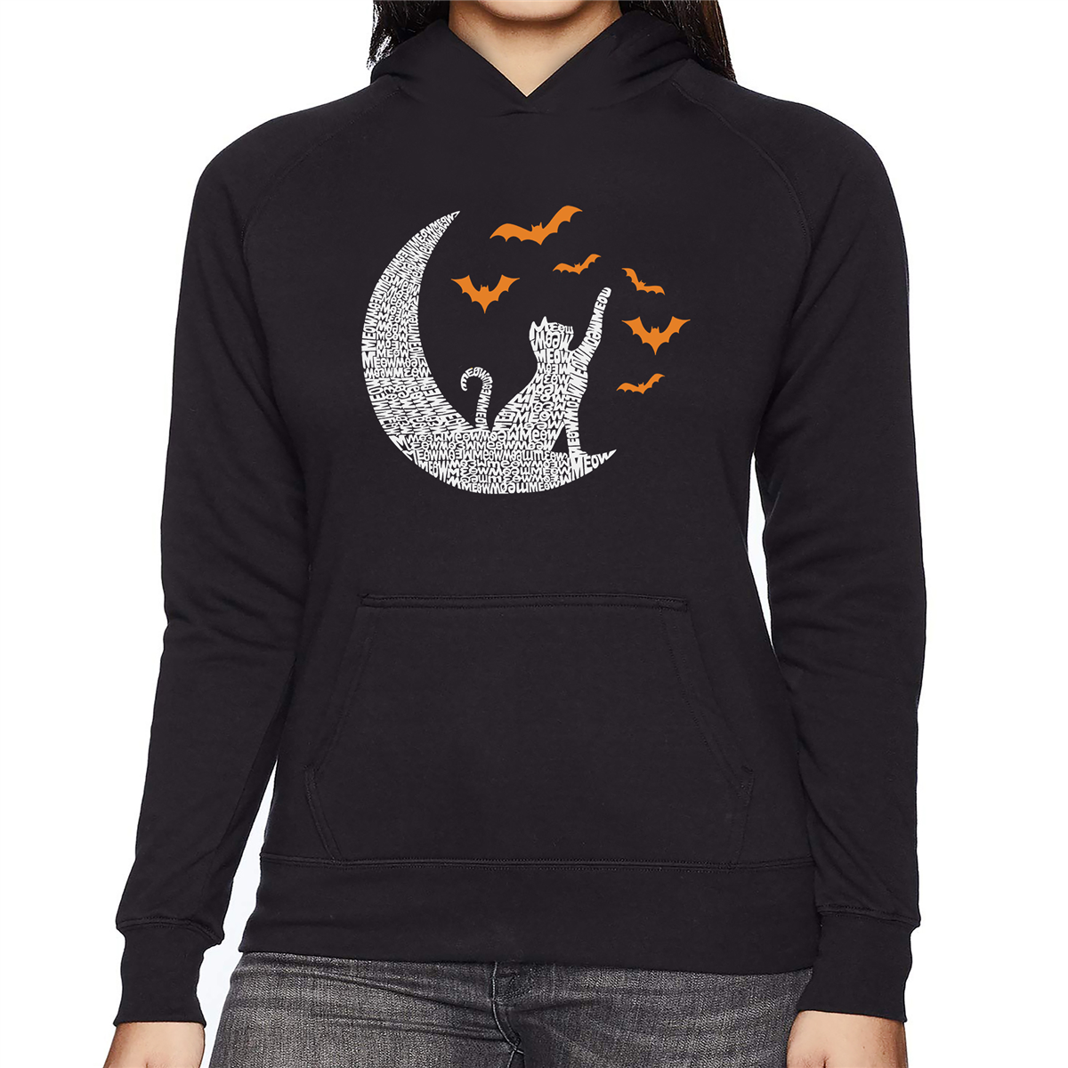 Womens LA Pop Art Lunar Bats - Word Art Hooded Sweatshirt