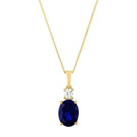 Gemstone Classics(tm)Oval 10kt Yellow & Blue Sapphire Pendant
