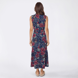 Womens Emily Daniels Sleeveless Floral Pocket Ruffle Hem Midi