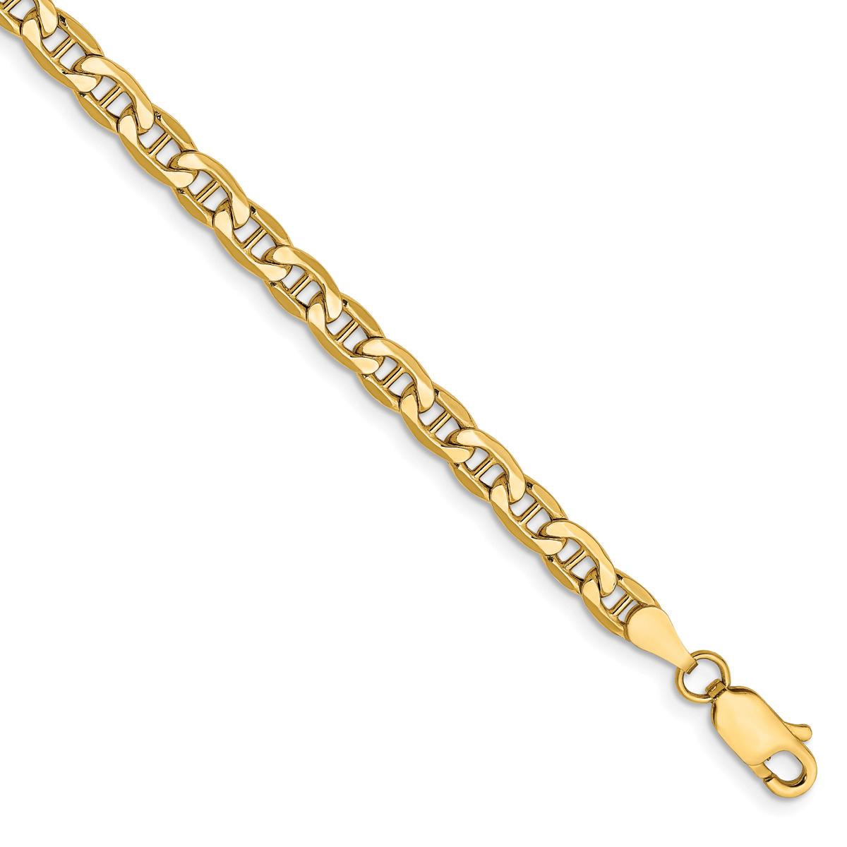 Mens Gold Classics(tm) 4mm. Semi-Solid Anchor Chain Bracelet
