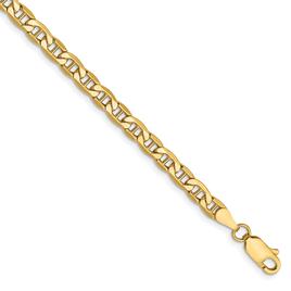 Mens Gold Classics(tm) 4mm. Semi-Solid Anchor Chain Bracelet