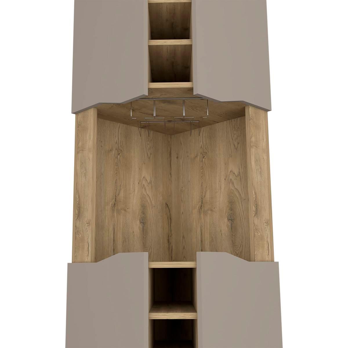 FM FURNITURE Lyla Macadamia Corner Bar Cabinet