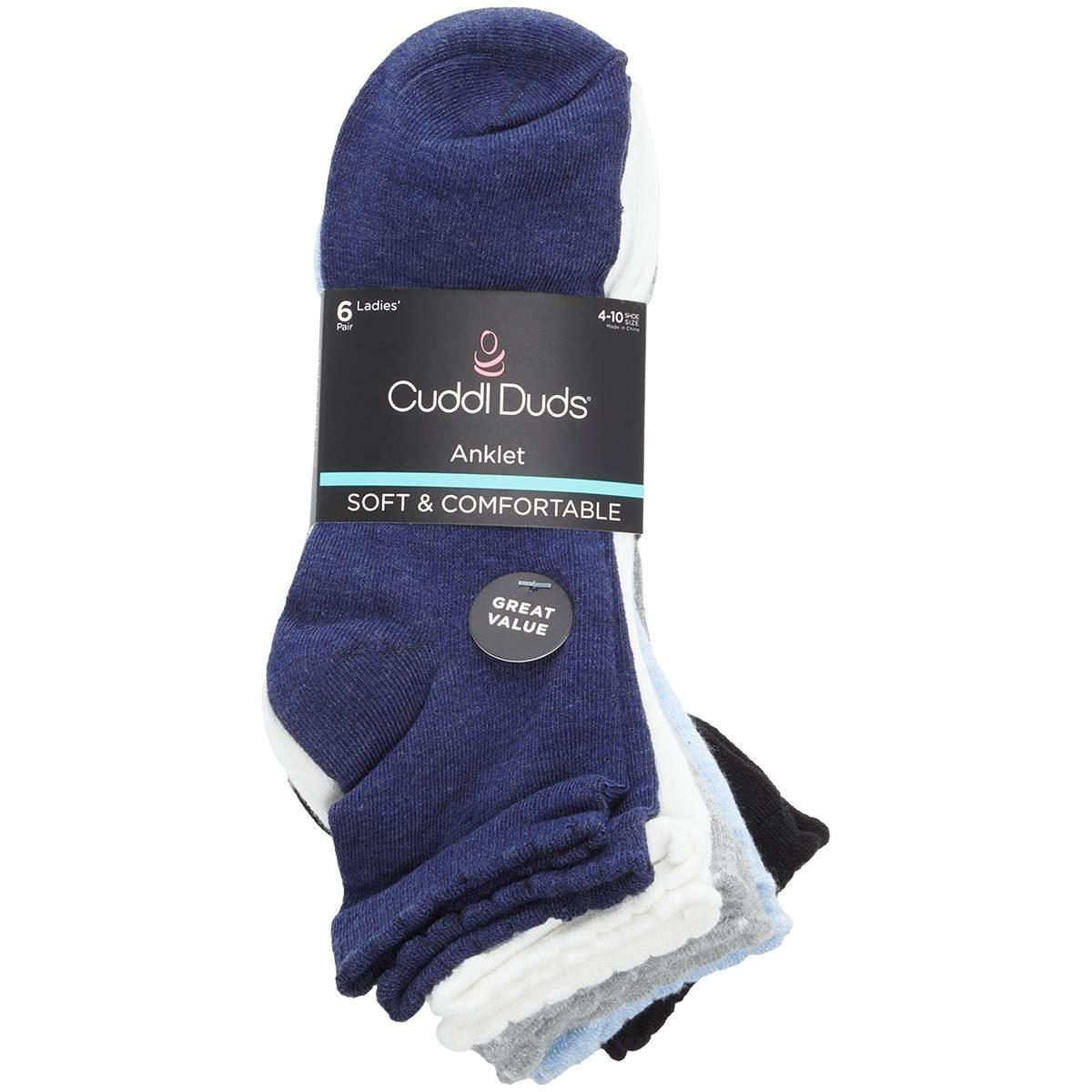 Womens Cuddl Duds(R) 6pk. Scallop Ankle Socks
