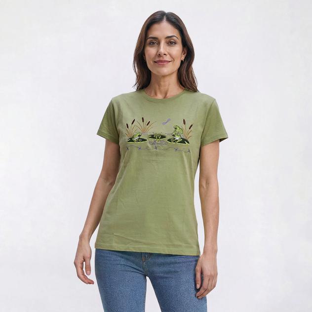 Womens Top Stitch By Morning Sun Leap Frogs Tee