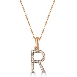Diamond Classics(tm) 14kt. Rose Gold Initial R Letter Necklace