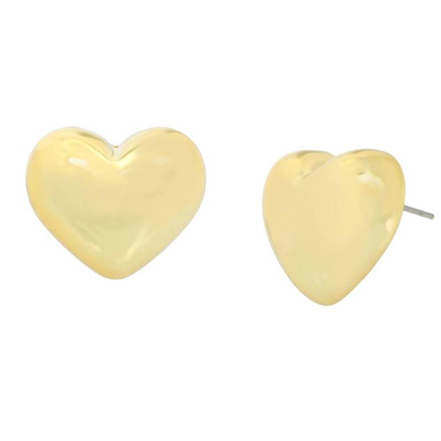Steve Madden Yellow Gold-Tone Puffy Heart Stud Earrings