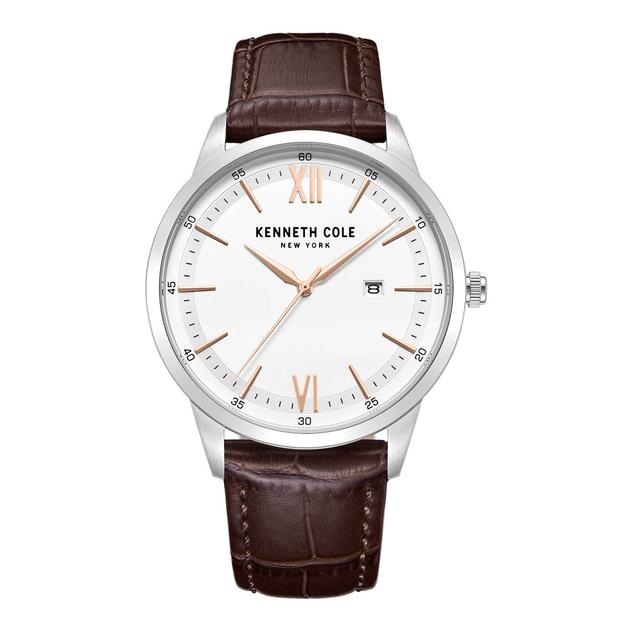 Mens Kenneth Cole® Silver White Quartz Watch - KCWGB0014503