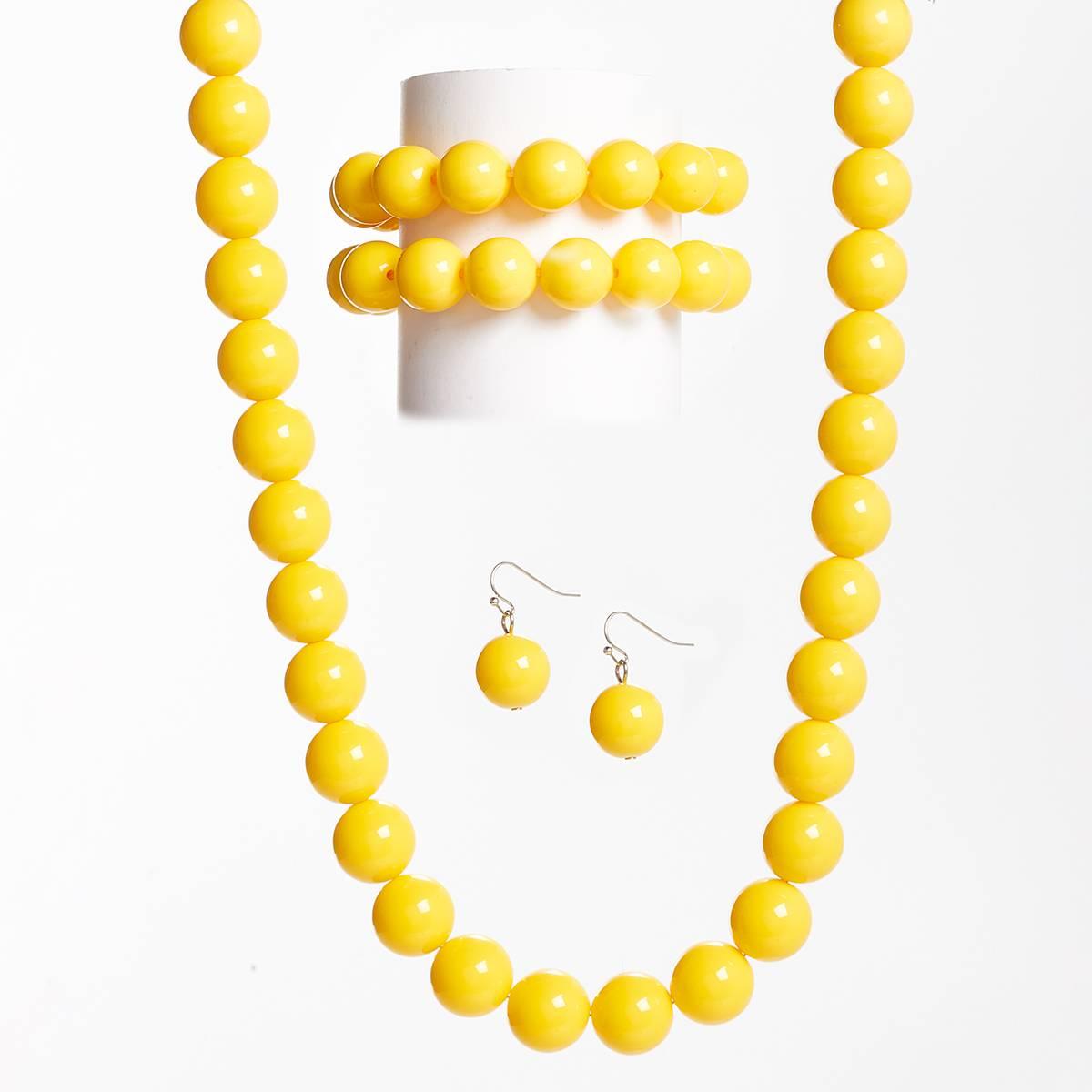 Ashley Cooper(tm) Yellow Bead Necklace/Bracelet/Earring Set
