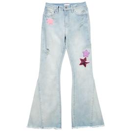 Girls (7-14) YMI(R) Gigi Flare Jeans with Chenille & Sequin Stars