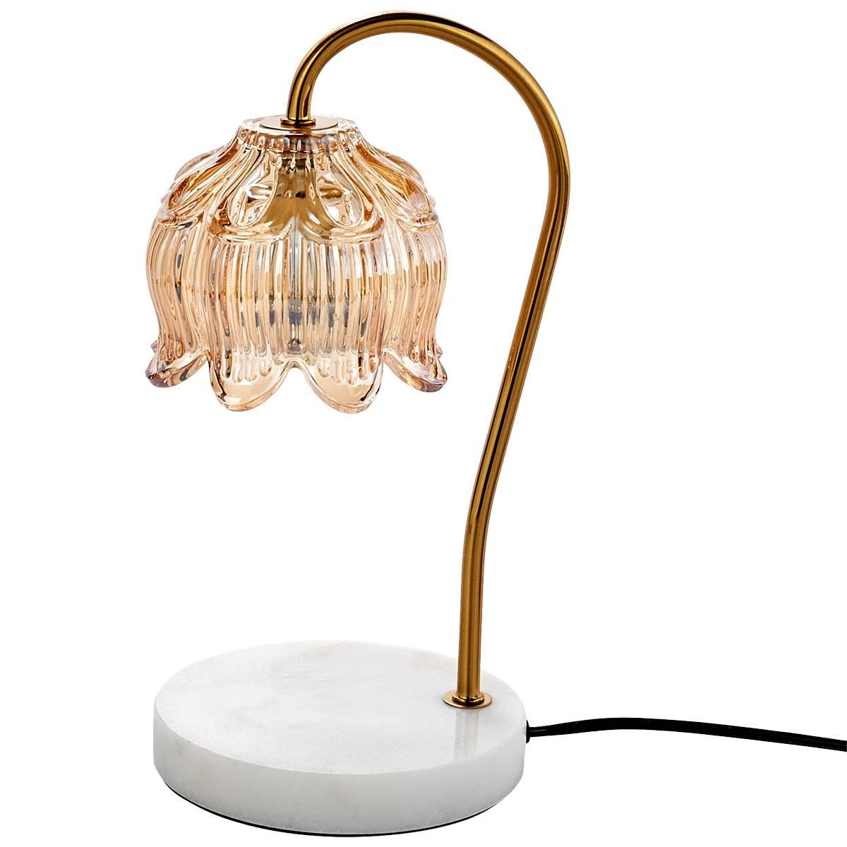 Luze Ivory Marble Base with Glass Shade