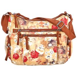 Bueno Light Washed Floral Multi Zip Hobo - Sand/White