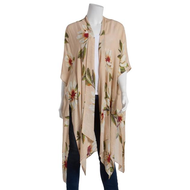 Womens Modena Allover Bold Floral Kimono-Cream/Multi
