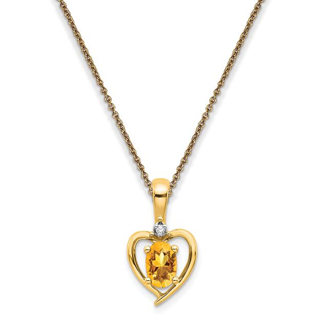 Gemstone Classics™ 14kt. Citrine Diamond Pendant Necklace