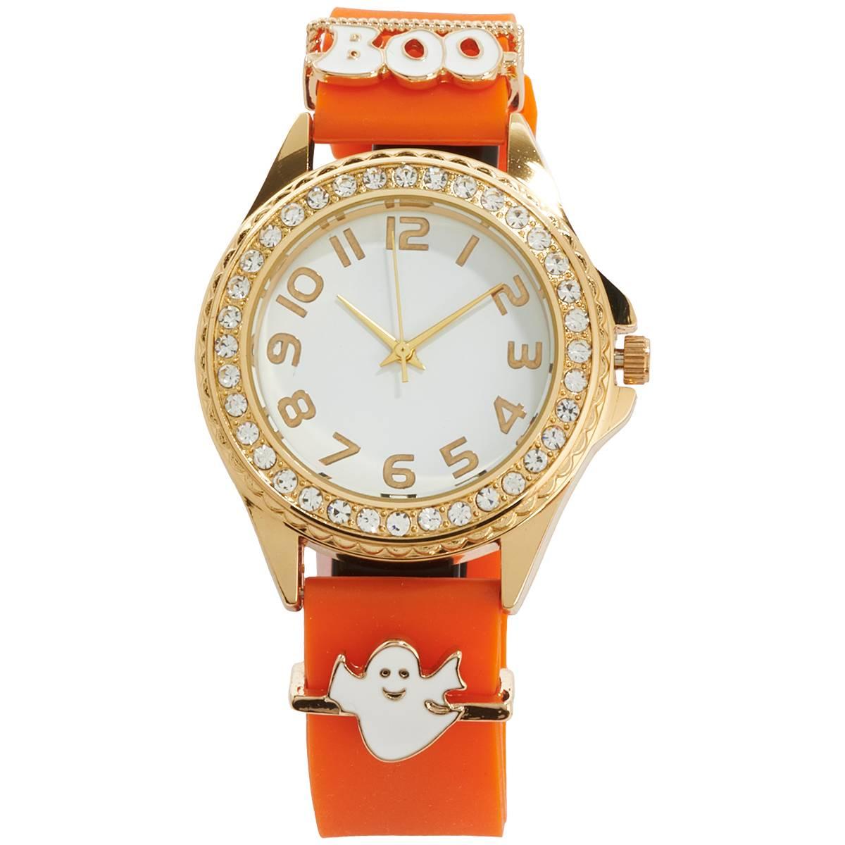 Womens Halloween Charms on Orange Band Watch - AS128B