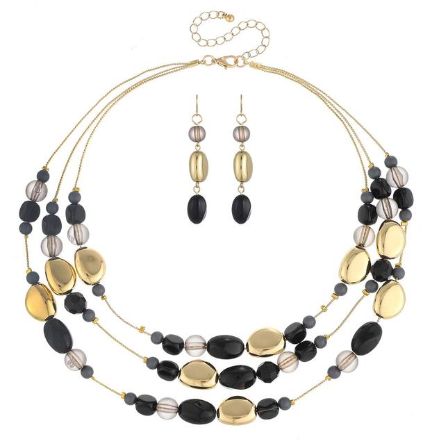 Ashley Cooper™ 3 Row Beaded Necklace & Earring Set