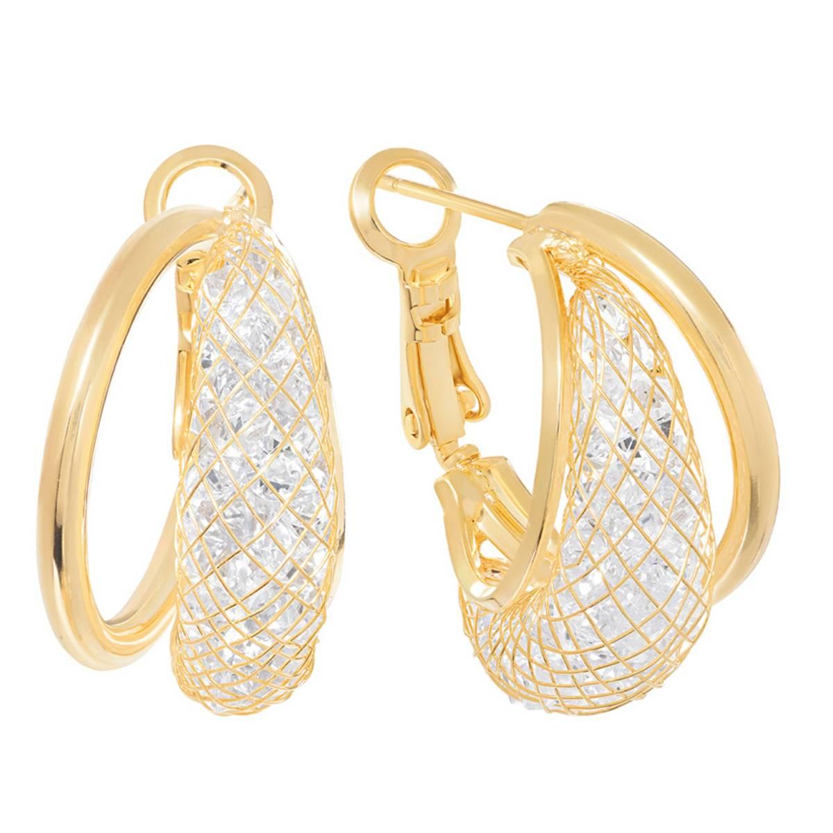 Athra 14kt. Gold Over Brass 22mm Mesh Hoop Earrings