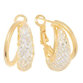 Athra 14kt. Gold Over Brass 22mm Mesh Hoop Earrings