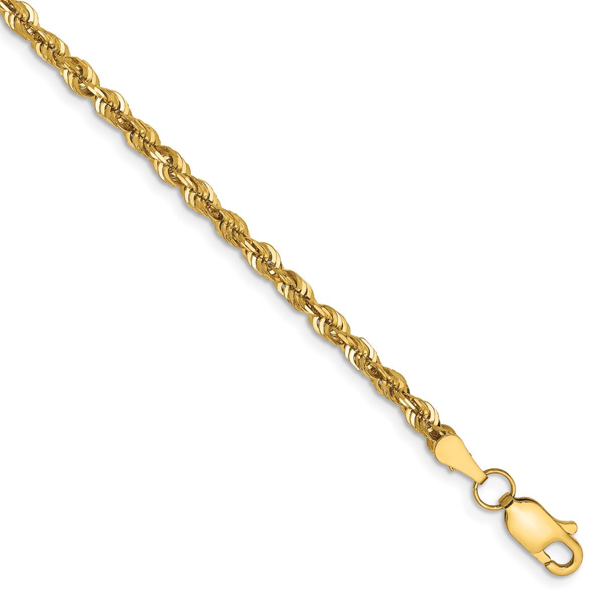 Mens Gold Classics(tm) 2.75mm. 14k Diamond Cut Light Rope Bracelet